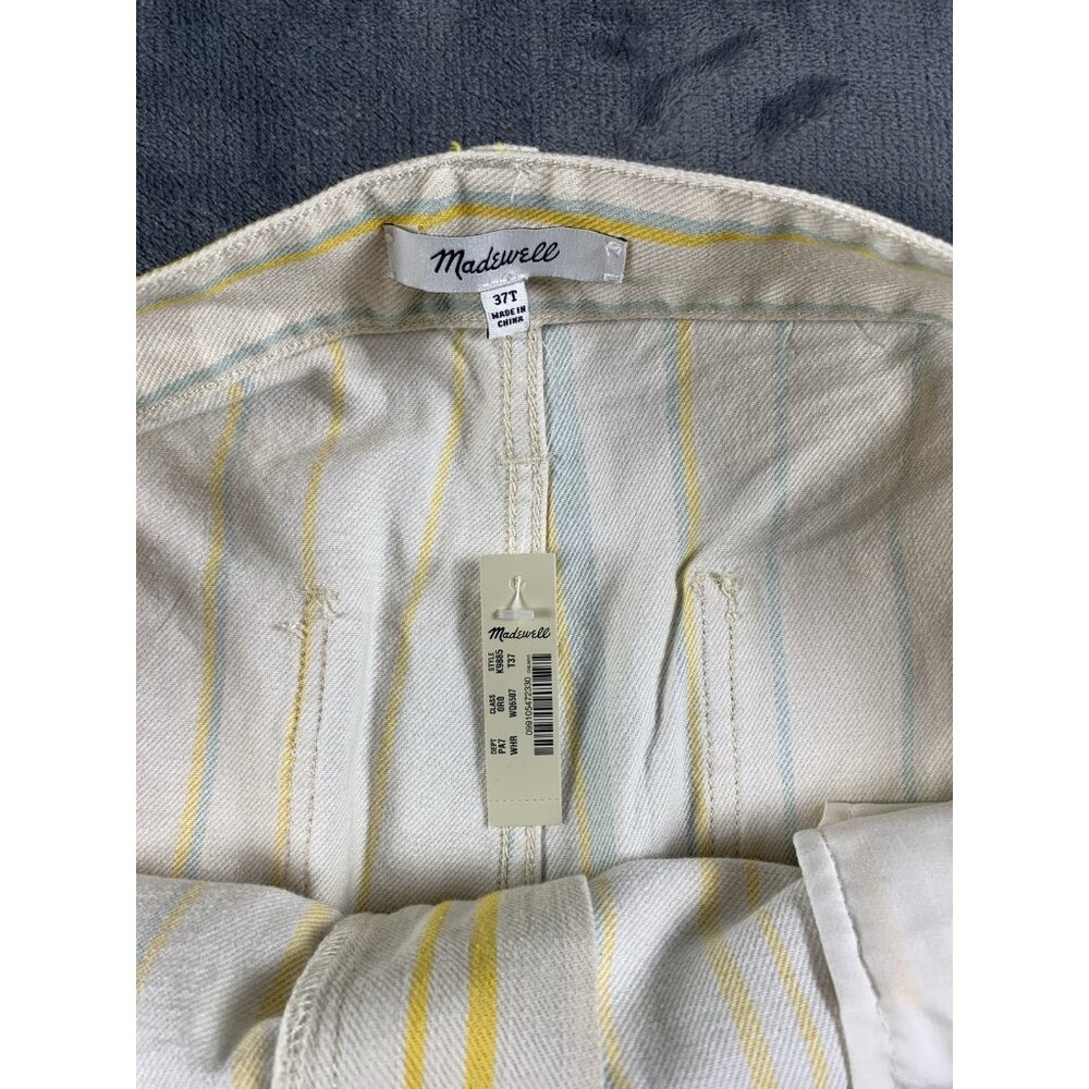 Madewell Women’s Size 37T Emmett Wide-Leg Crop Pants Warm Honeysuckle Stripe - Picture 5 of 11